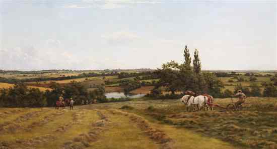 Appraisal: Francis M Trappes fl - oil on canvas Haymaking near