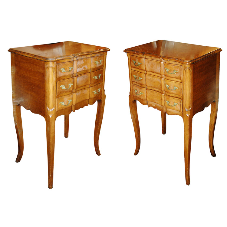 Appraisal: Pair of Louis XV Style Mahogany Side Tables Height inches