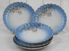 Appraisal: Five Russian porcelain dishes printed blue mark of the Kaznetsov