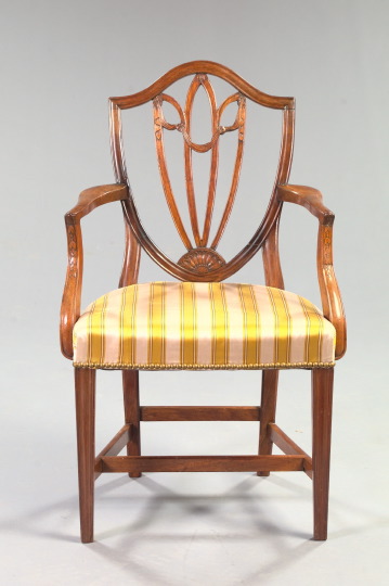 Appraisal: Hepplewhite Mahogany Shield-Back Armchair early th century the back with