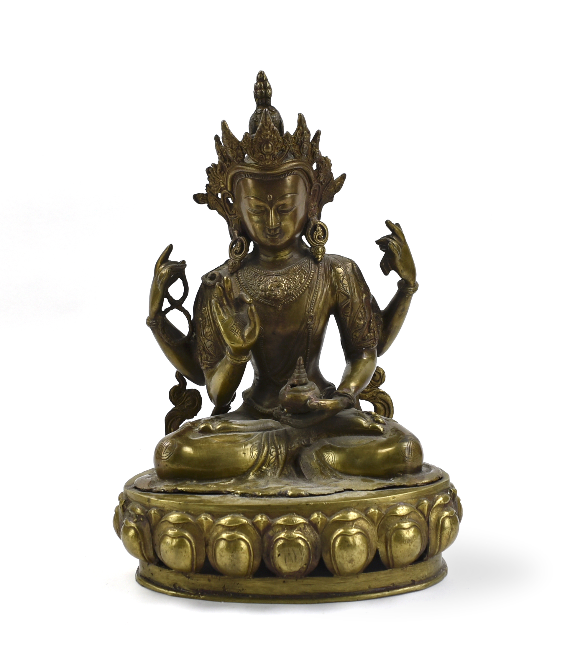 Appraisal: A Chinese gilt bronze Buddha cast seated in dhyanasana on