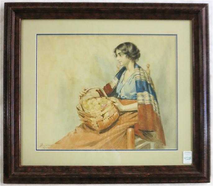 Appraisal: BARTOLETTI WATERCOLOR ON PAPER Italy th century Seated woman with