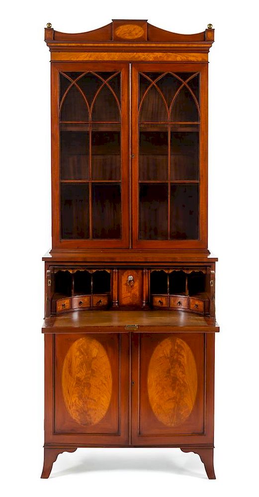 Appraisal: A Federal Style Mahogany Secretary Bookcase Height x width x