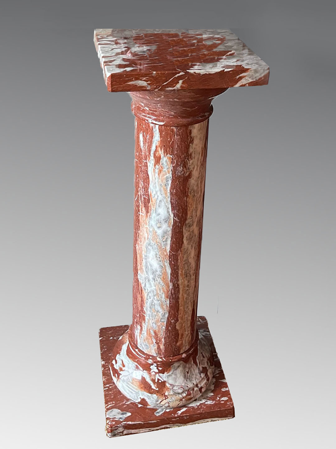 Appraisal: EXCEPTIONAL VARIEGATED MARBLE PEDESTAL '' h CONDITION Several minor flea