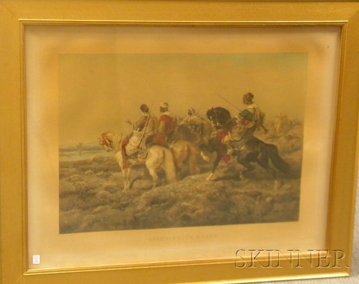 Appraisal: Gold-painted Oak-framed Goupil Co Hand-colored Print Avant-Poste Arabe after Adolf