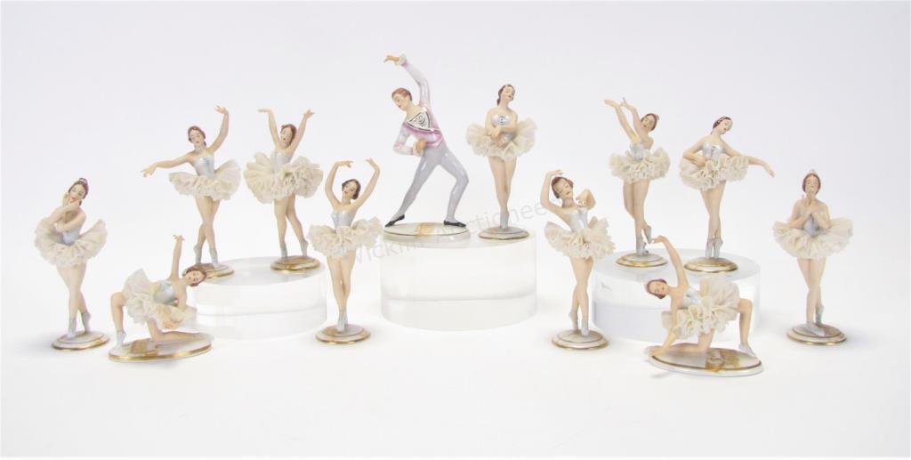 Appraisal: Group of Alka Dresden Porcelain Ballet Dancers twelve total including