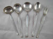 Appraisal: Five German assay silver serving pieces being a pair of