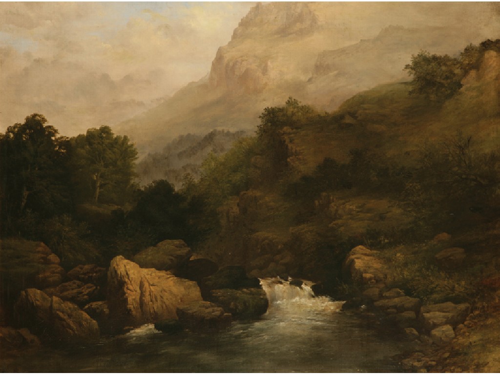 Appraisal: ENGLISH SCHOOL th century An upland river with mountains beyond