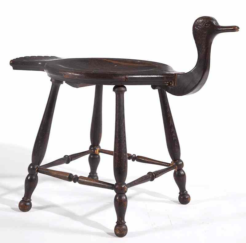 Appraisal: Continental Oak Duck Stoolcirca turned legs and stretchers construction resembles