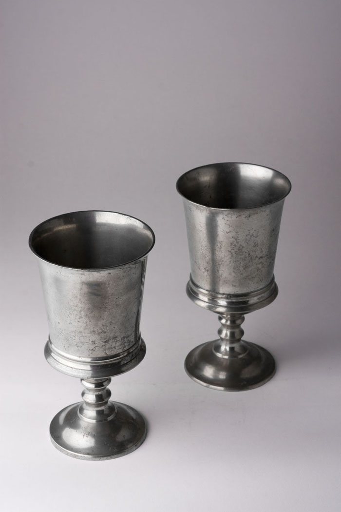 Appraisal: PAIR PEWTER CHALICES ATTRIBUTED TO ALLEN PORTER - Colebrook New