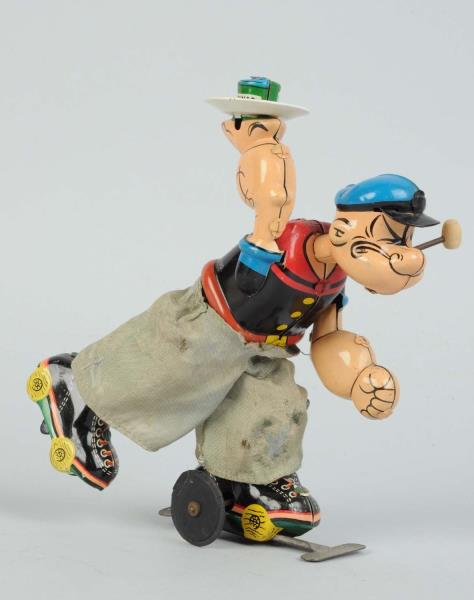 Appraisal: Linemar Tin Litho Wind-Up Popeye Skating Toy Marked King Features