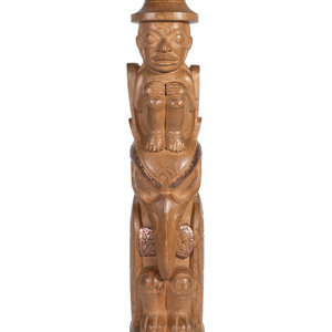 Appraisal: Paul Johnny Canadian th century Carved Cedar Totem with Copper