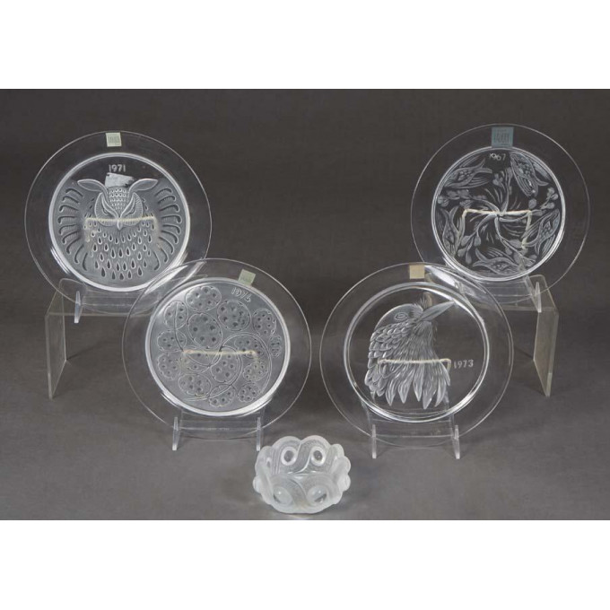 Appraisal: Five Pieces of Lalilique Crystal th c consisting of a