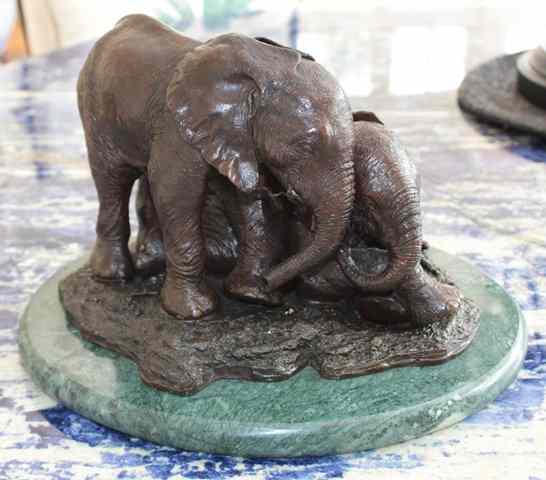 Appraisal: S J WINTERBURN LATE TH CENTURY SCHOOL TWO ELEPHANTS BRONZE