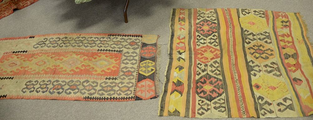 Appraisal: Five piece lot to include Kilim oriental throw rugs '