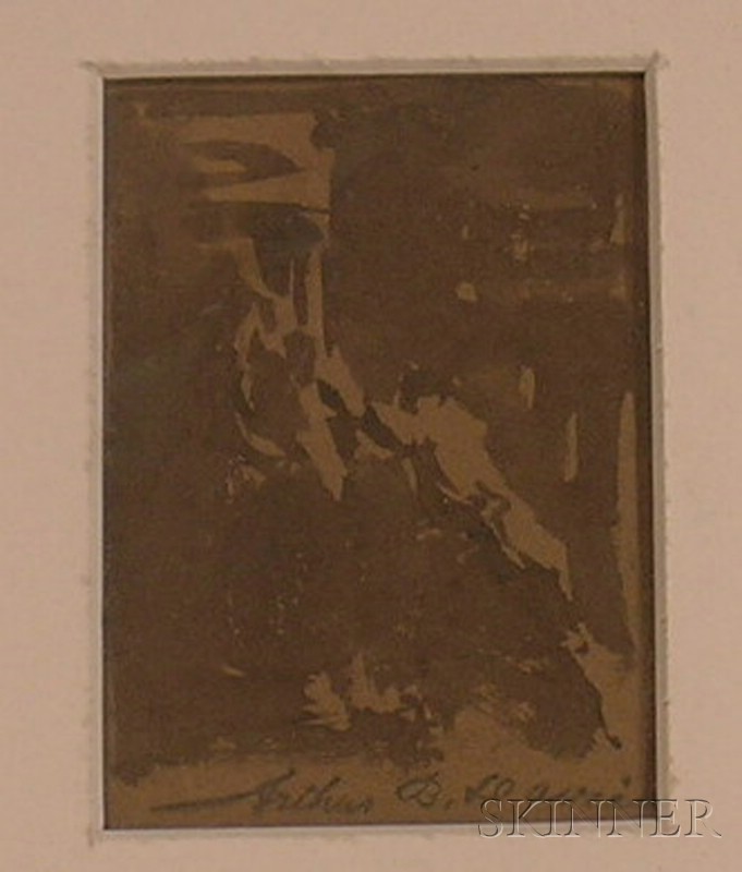 Appraisal: Framed Ink Wash on Paper Landscape Sketch Attributed to Arthur