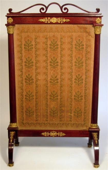 Appraisal: French Empire style mahogany and gilt bronze mounted fire screen