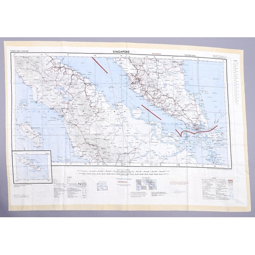 Appraisal: War Office Issue printed silk double sided map Singapore and