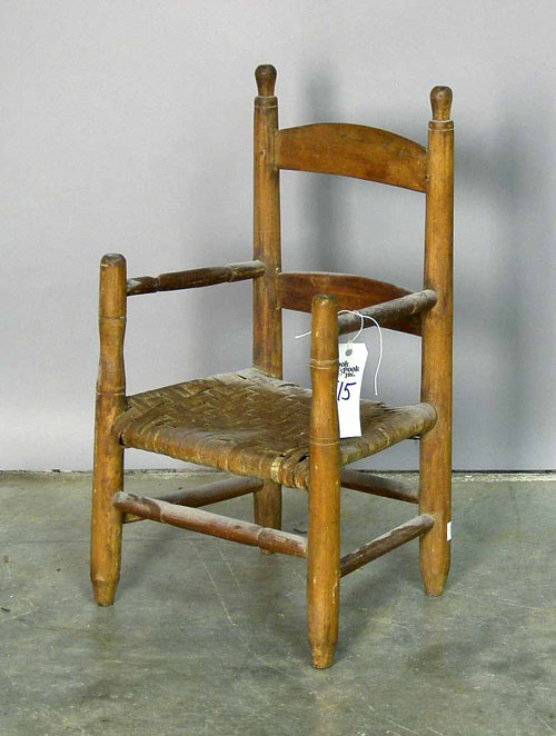 Appraisal: Child's ladderback armchair th c