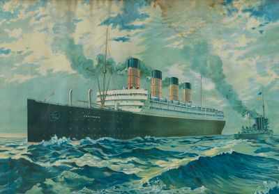 Appraisal: A Framed Vintage Lithograph of the S S Aquitania A