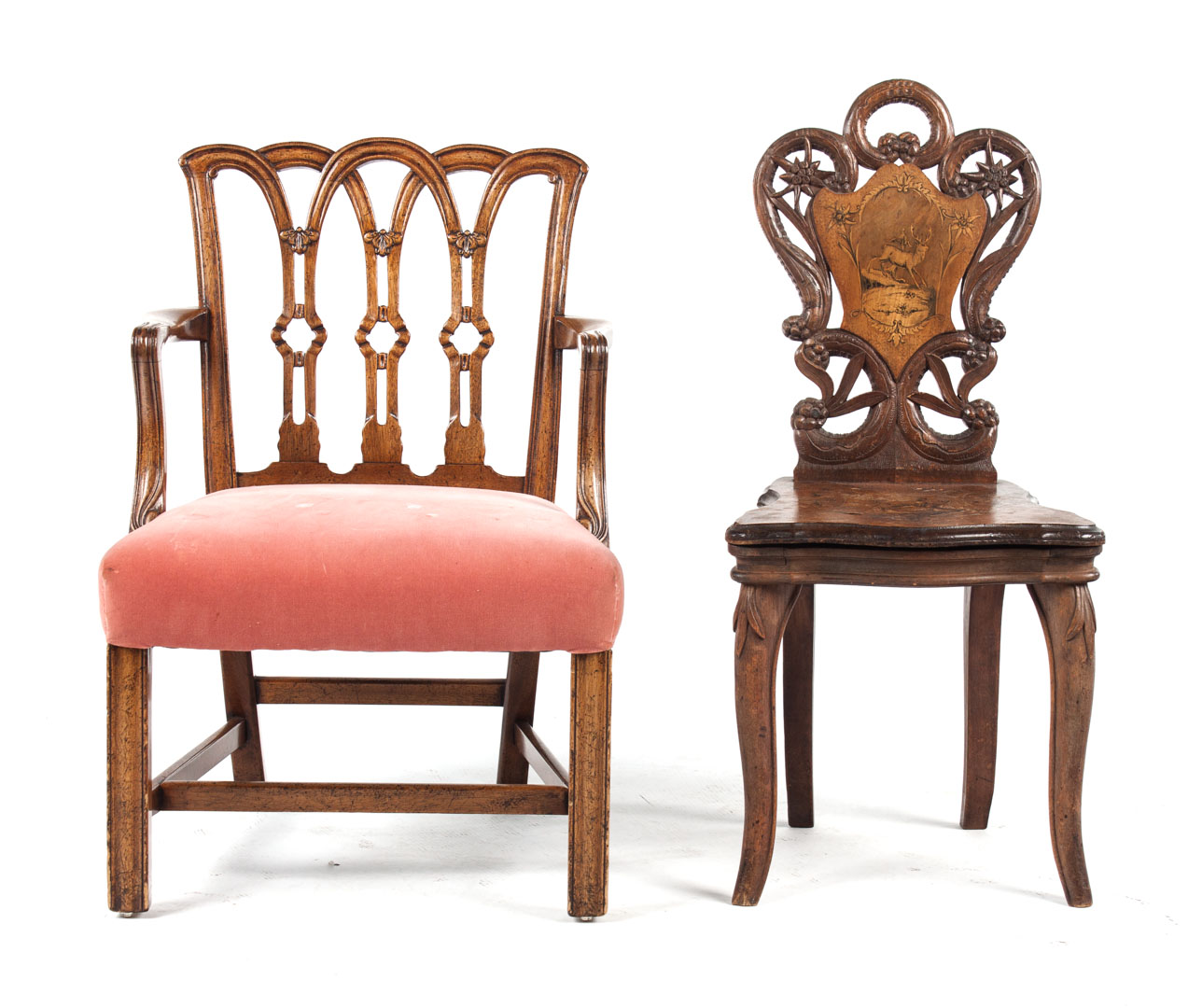 Appraisal: Miniature Chippendale chair Black Forest chair miniature Chippendale style mahogany