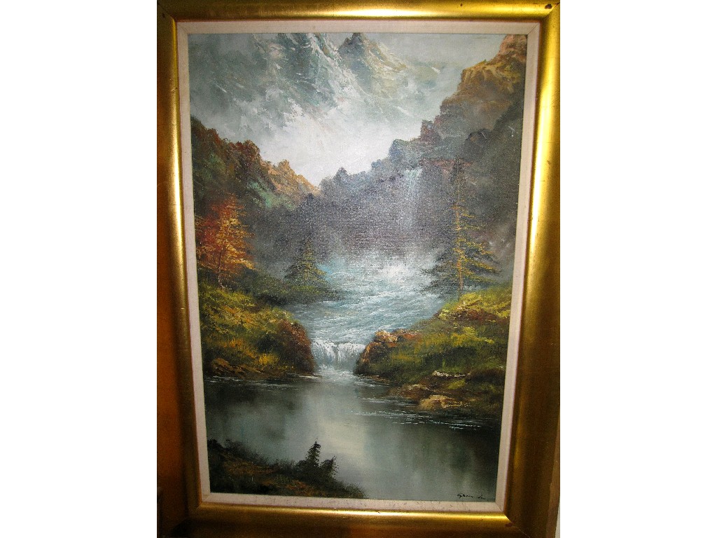 Appraisal: Oil on board Alpine Landscape indistinctly signed