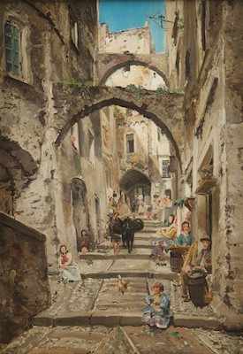 Appraisal: Edme Emile Laborne French - Toledo Spain street scene Oil