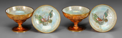 Appraisal: Four Wedgwood lustre bowls pedestal bases butterfly design on mottled