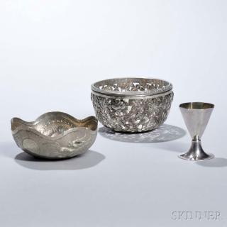 Appraisal: Three Pieces of Southeast Asian Silver Tableware th th century