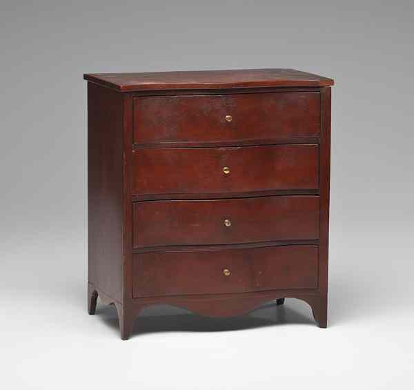 Appraisal: Miniature Hepplewhite Serpentine Chest of Drawers American a miniature Hepplewhite