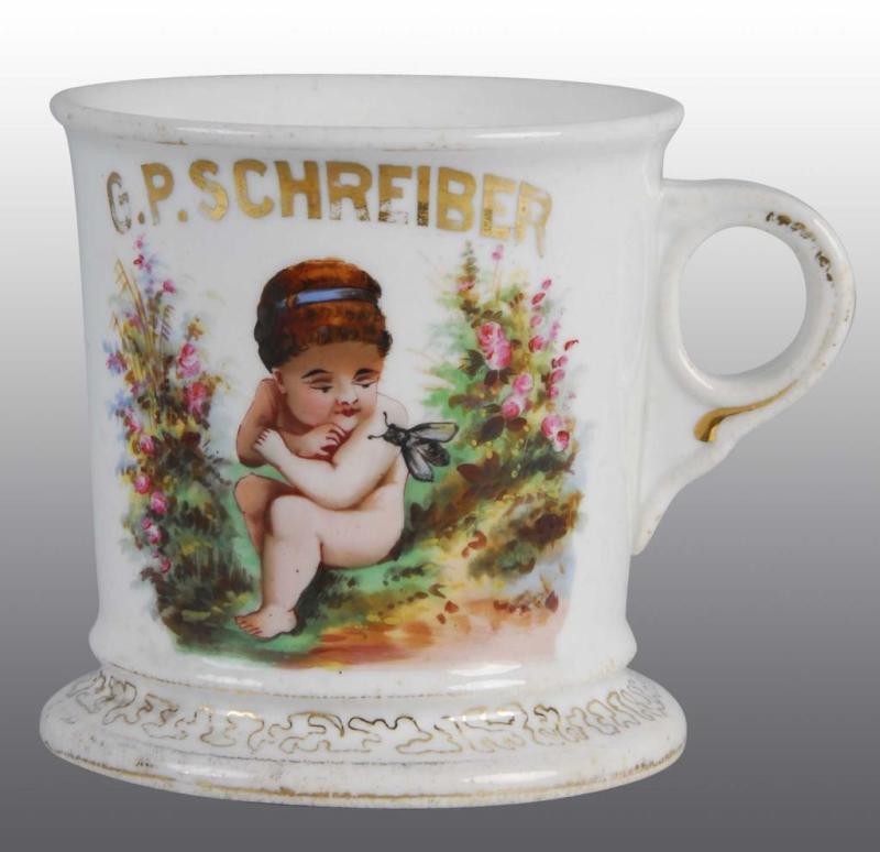 Appraisal: Occupational Shaving Barber Mug of Young Girl Description Polychrome paint