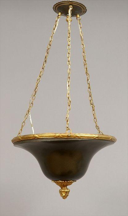 Appraisal: Neoclassical-Style Painted and Gilt Hanging Light Fixture in in diam