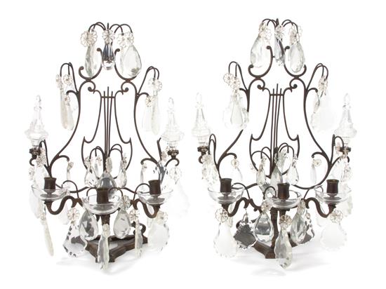 Appraisal: Sale Lot A Pair of English Lyre-Form Three-Light Girandoles each