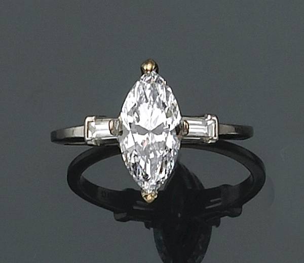 Appraisal: A diamond and eighteen karat white gold ring centering a