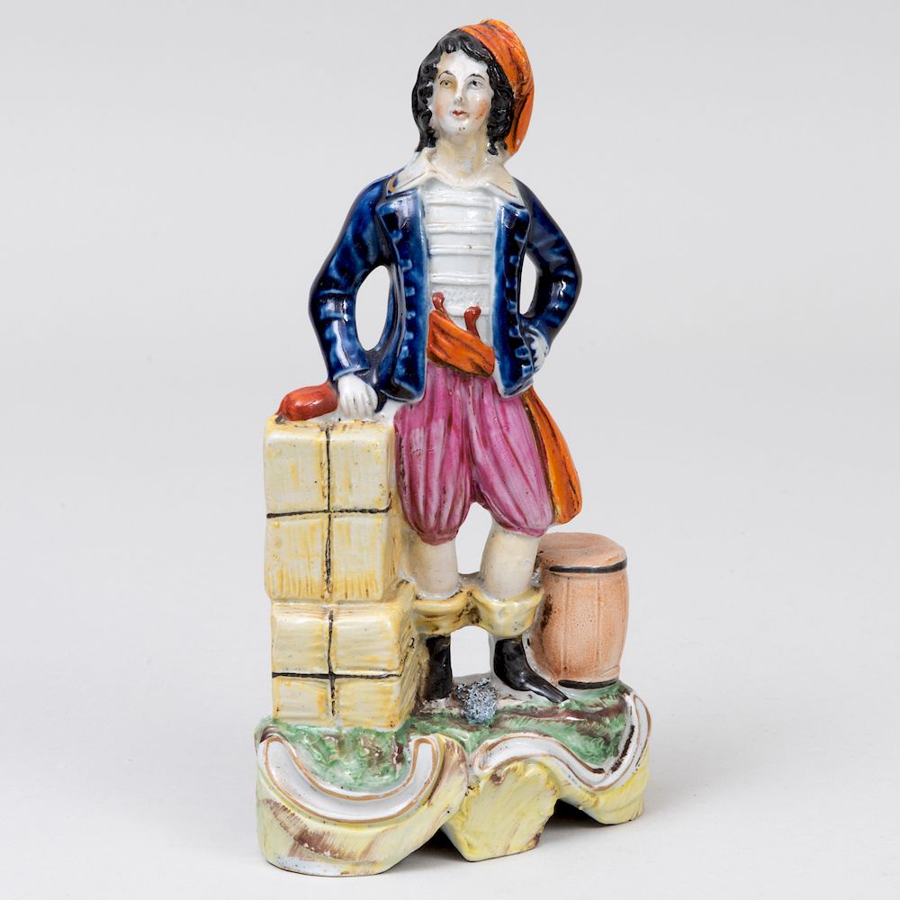 Appraisal: Staffordshire Pottery Figure of a Docksman in high Parke-Bernet New