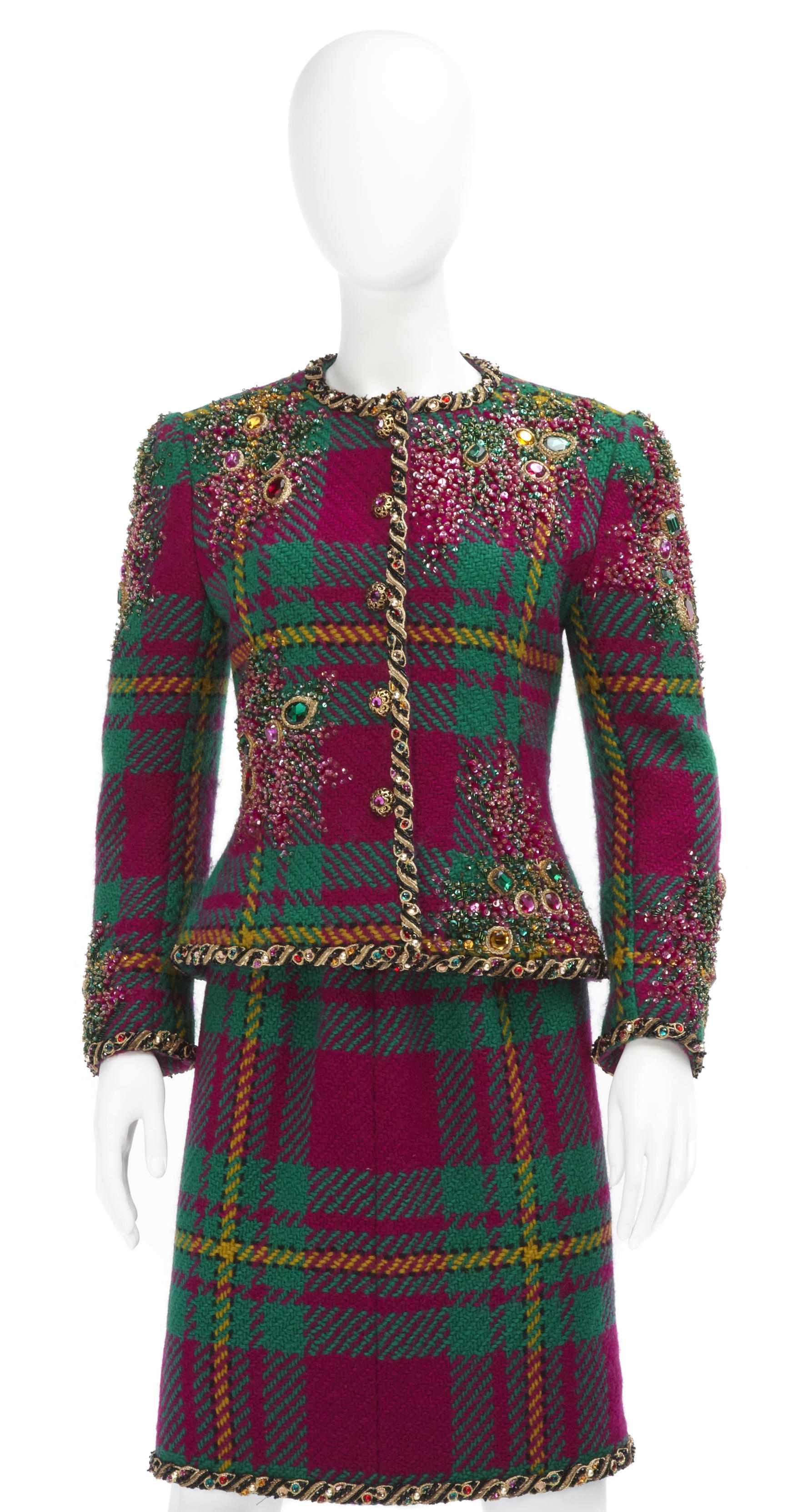 Appraisal: An Oscar de la Renta beaded and 'jeweled' plaid jacket