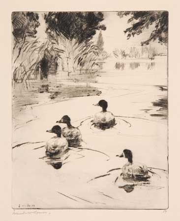 Appraisal: FRANK W BENSON Broadbills Drypoint x mm x inches full