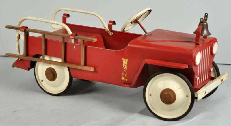 Appraisal: Pressed Steel Sherwood Jeep Fire Truck Pedal Toy Description s