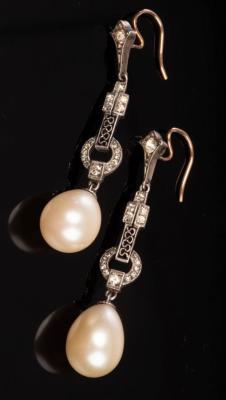 Appraisal: A pair of Art Deco style simulated pearl drop earrings