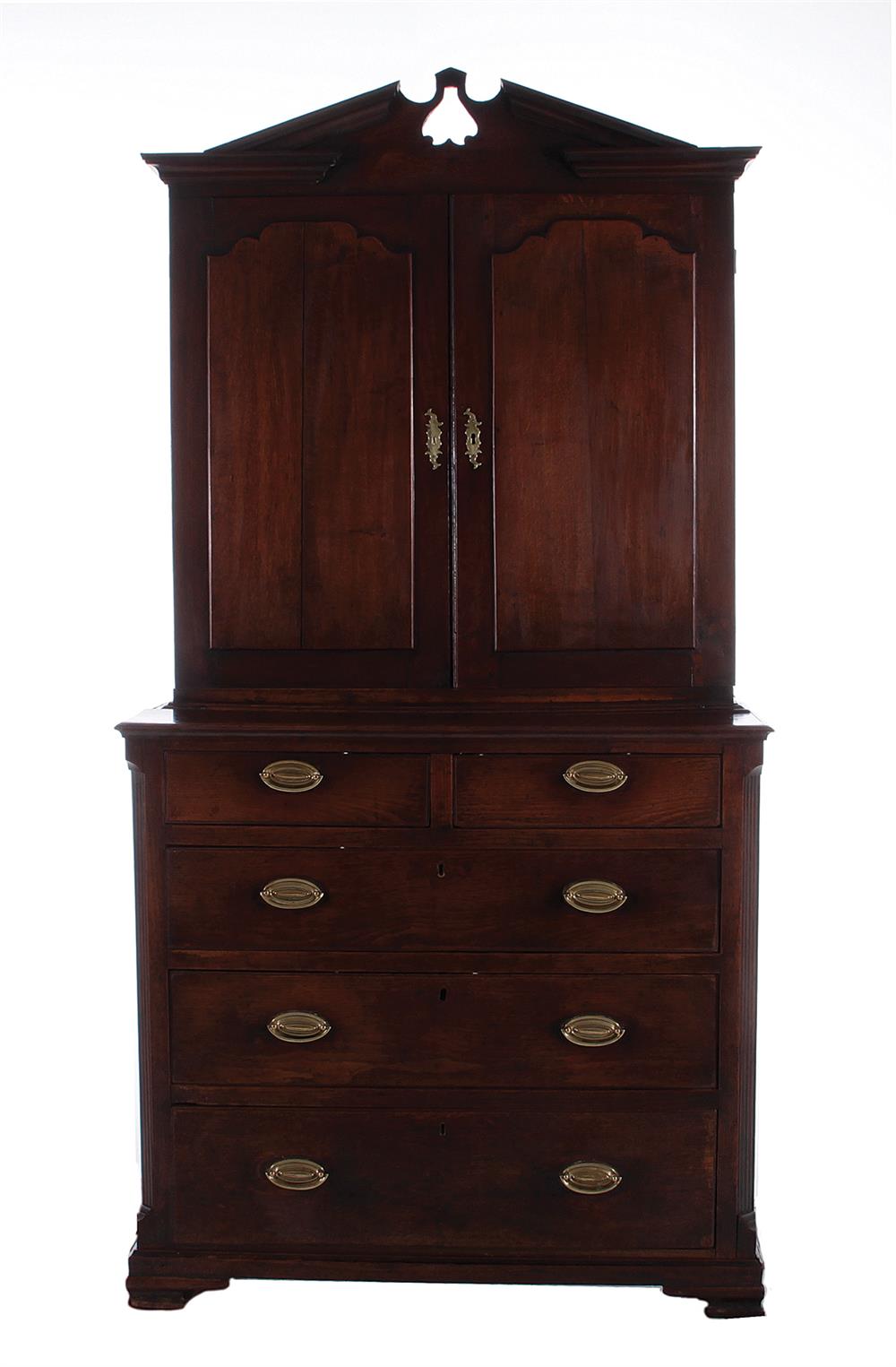 Appraisal: George III oak estate cabinet circa pierced molded crown fitted