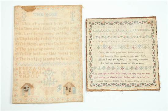 Appraisal: TWO SAMPLERS Elizabeth Gammon England silk on wool Minute stitches