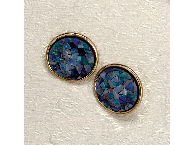 Appraisal: OPAL MOSAIC EARRINGS Pierced round earrings set with opal doublet