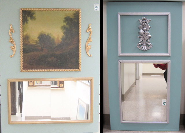 Appraisal: TWO DECORATIVE WALL MOUNTED MIRRORS one with inset print The