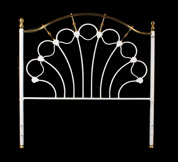 Appraisal: A brass and white painted metal headboard height in width