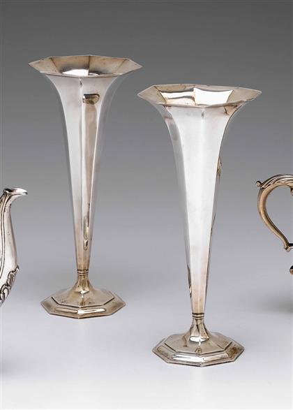 Appraisal: Pair of Tiffany Co sterling silver trumpet vases date mark