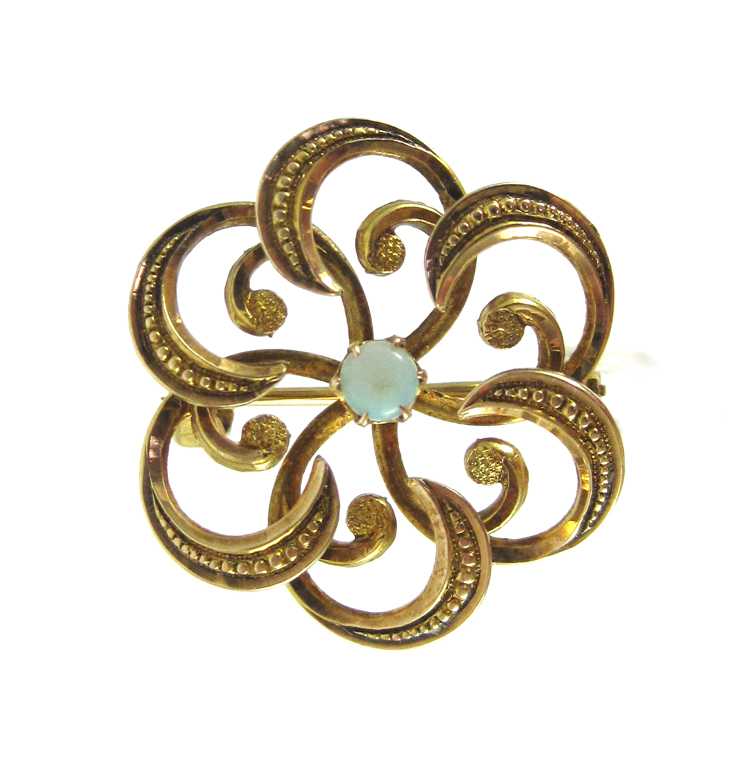 Appraisal: OPAL AND FOURTEEN KARAT GOLD BROOCH set with a single