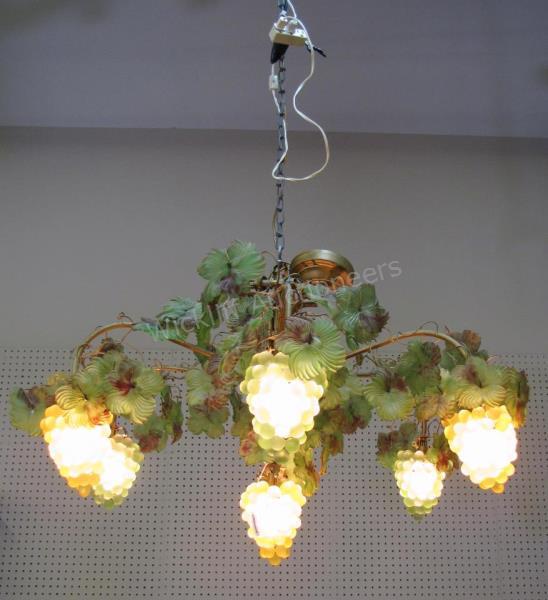 Appraisal: Murano Glass Grape and Leaf Pattern Chandelier this beautiful seven