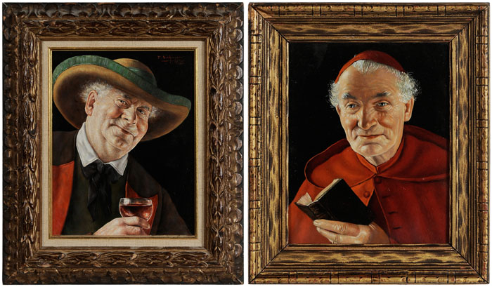 Appraisal: Otto Eichinger Austrian - Two oils on Masonite Cardinal With