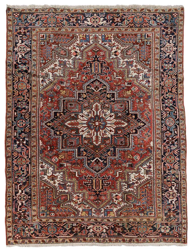 Appraisal: Heriz Rug Persian mid th century typical central medallion on