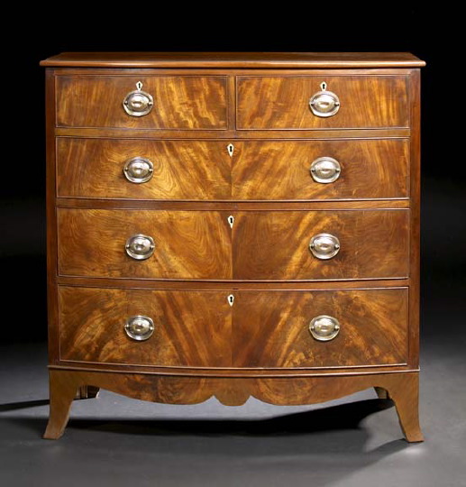 Appraisal: Regency-Style Mahogany Chest early th century and later the bowed